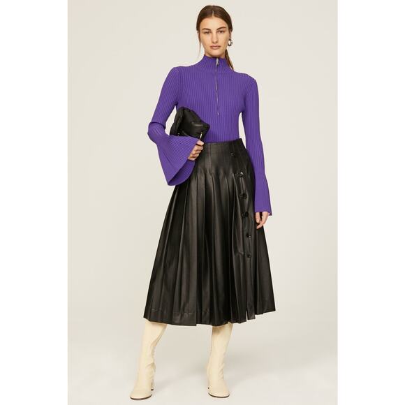 PROENZA SCHOULER Purple Knit Long Sleeve Quarter Zip Flared Sleeves Sweater XS - Picture 14 of 16
